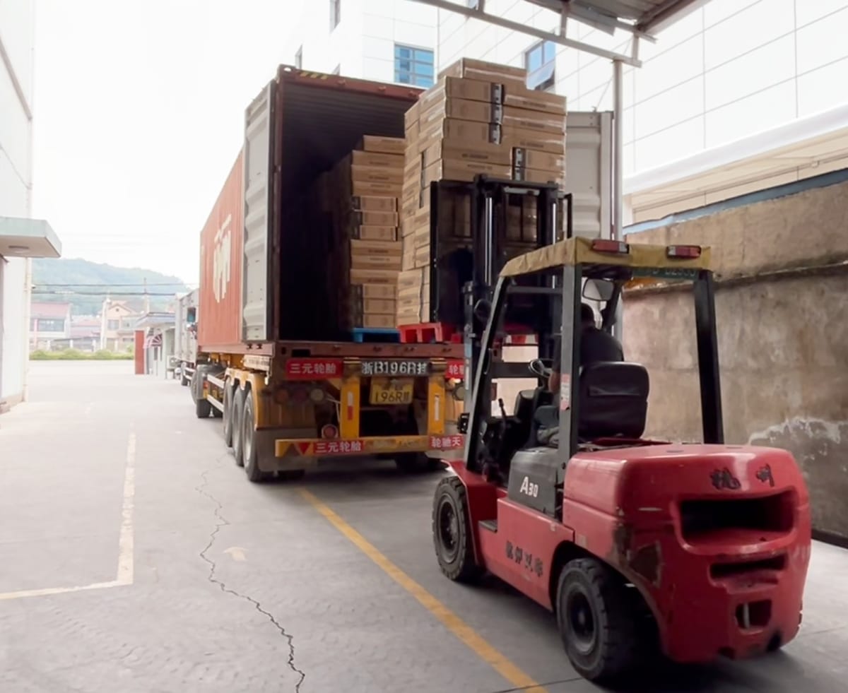 Container loading with a forklift